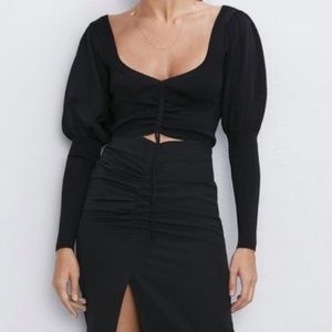 NWOT Zara Puff Shoulder Top